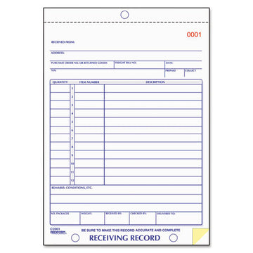 Rediform® Receiving Record Book, Three-part Carbonless, 5.56 X 7.94, 1-page, 50 Forms freeshipping - TVN Wholesale